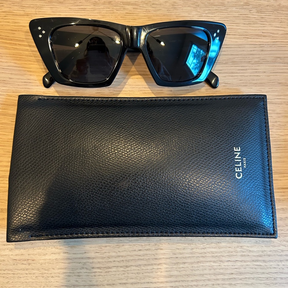 Celine cat eye sunglasses in black.